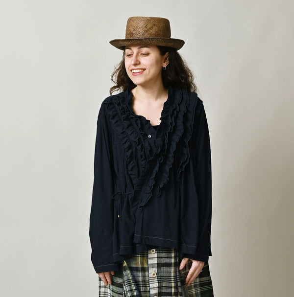 45R Indigo Jersey Frilled Cachecoeur