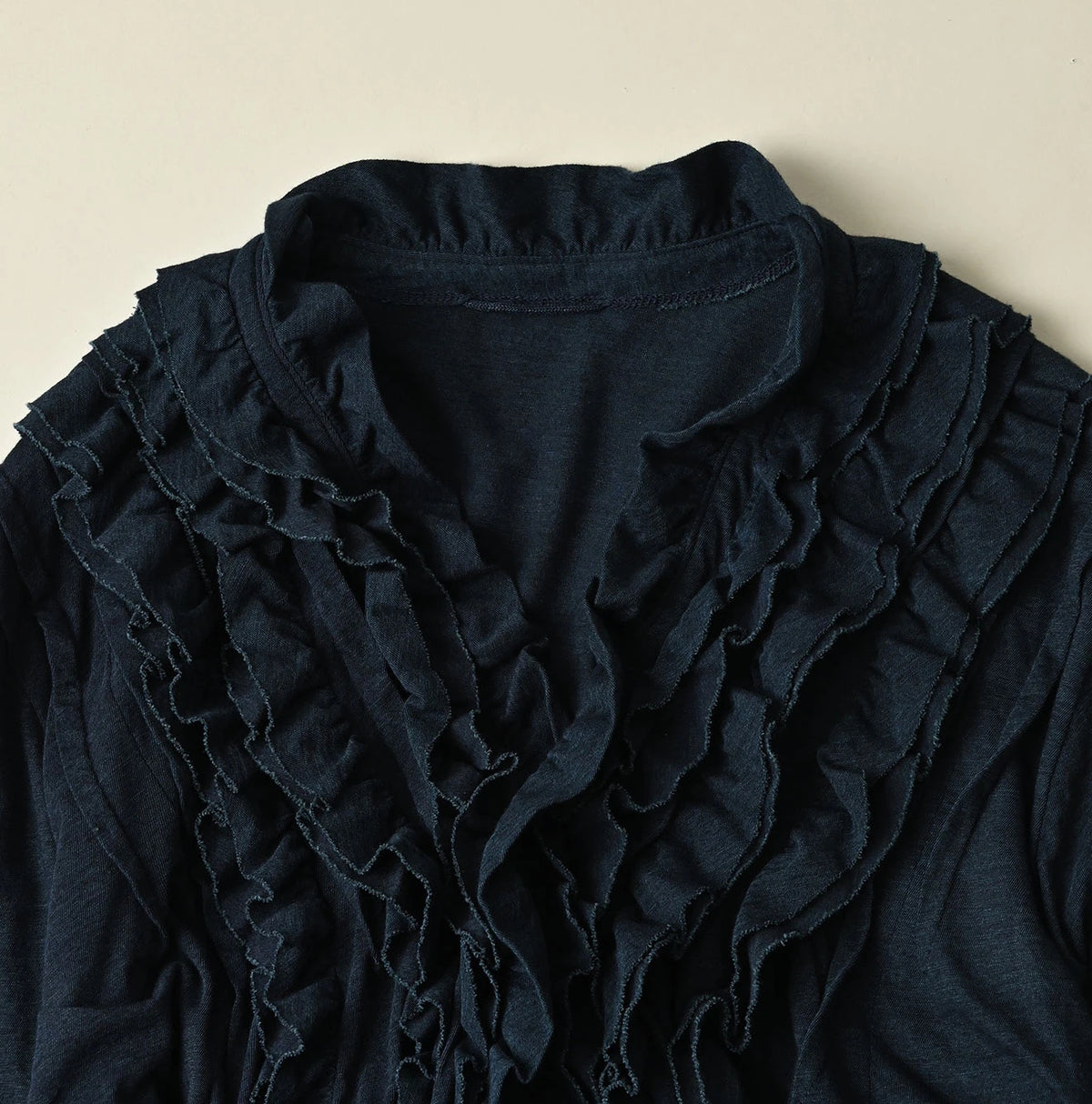 45R Indigo Jersey Frilled Cachecoeur