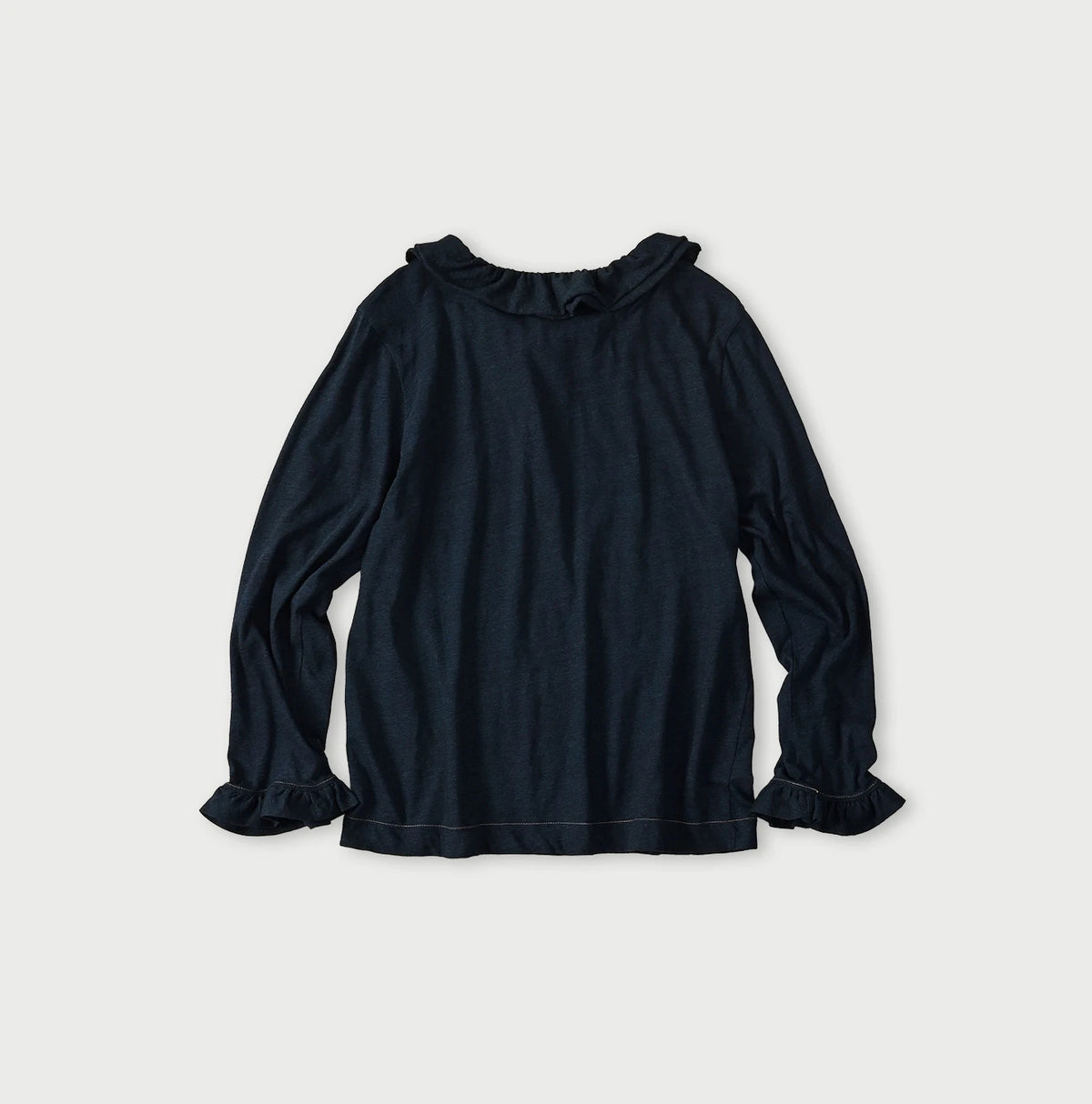 45R Indigo Jersey Frilled Henley