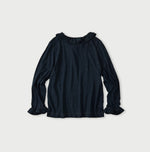45R Indigo Jersey Frilled Henley
