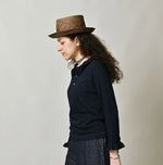 45R Indigo Jersey Frilled Henley