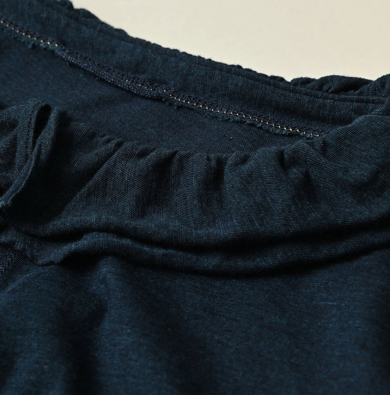 45R Indigo Jersey Frilled Henley - Image 10