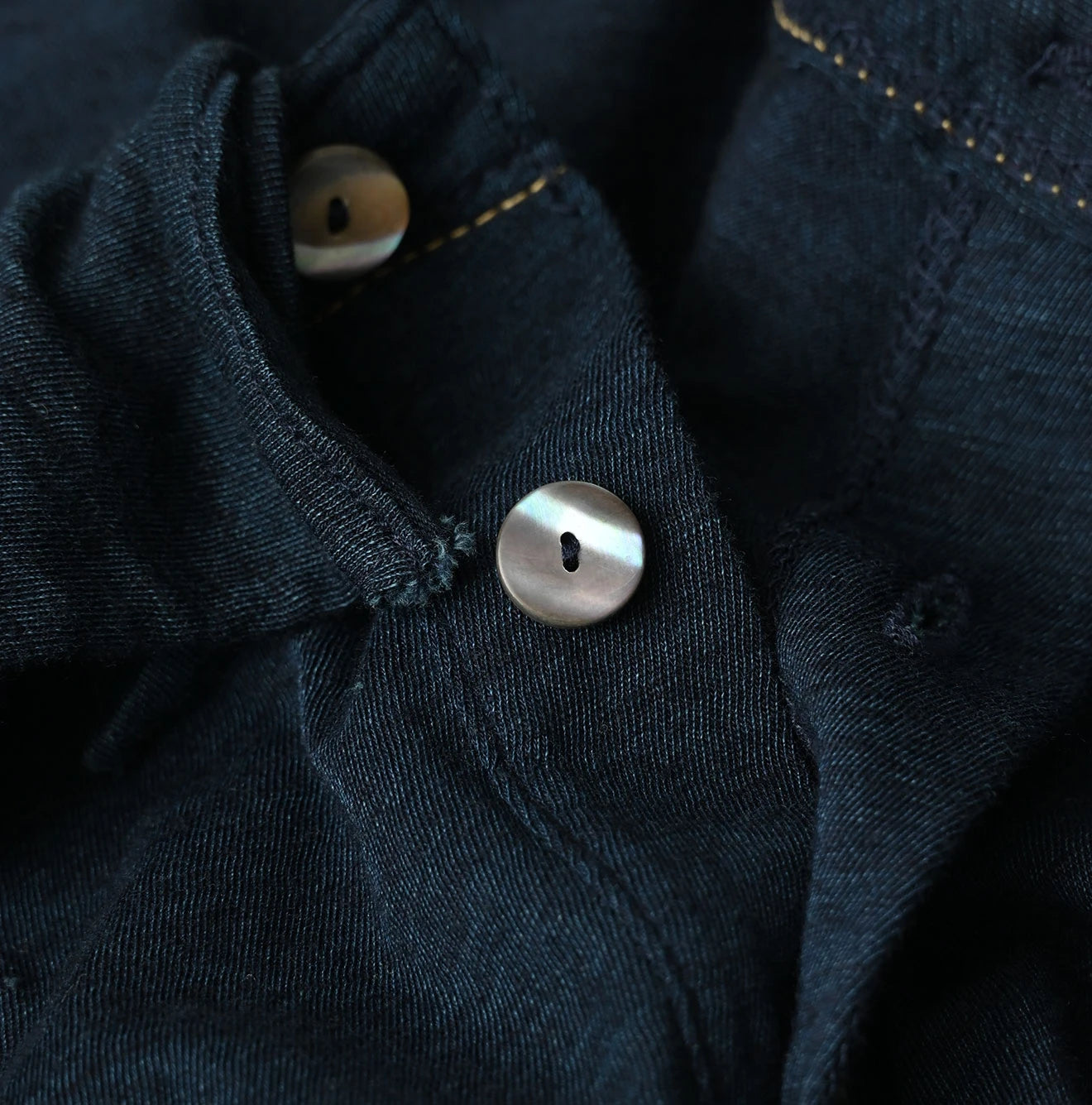 45R Indigo Jersey Frilled Henley - Image 11