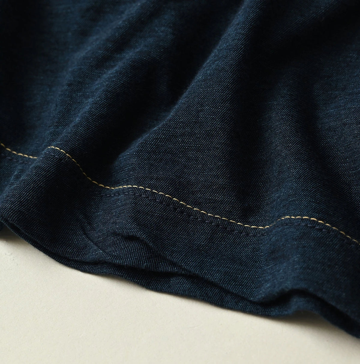 45R Indigo Jersey Frilled Henley