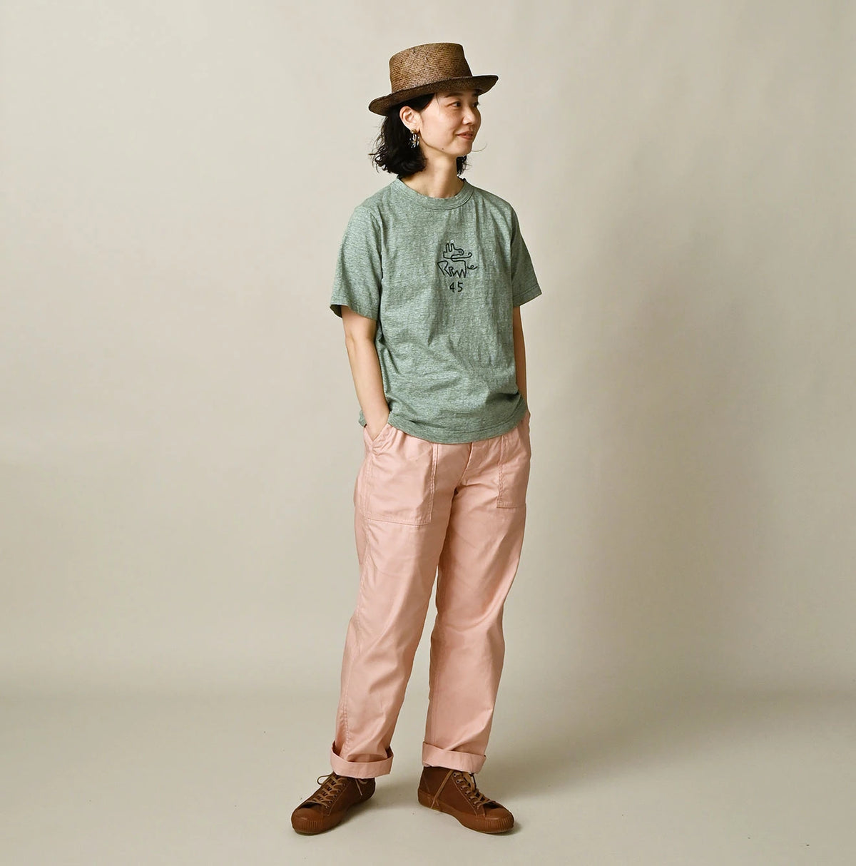 45R Nasuppiie Embroidery 908 T-shirt (Top-Dyed)