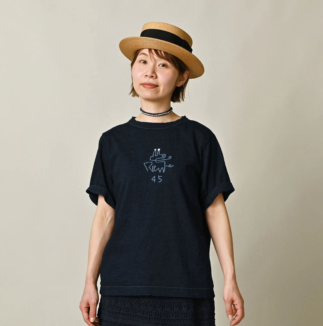 45R Indigo Nasuppiie Embroidery 908 T-shirt - Image 4