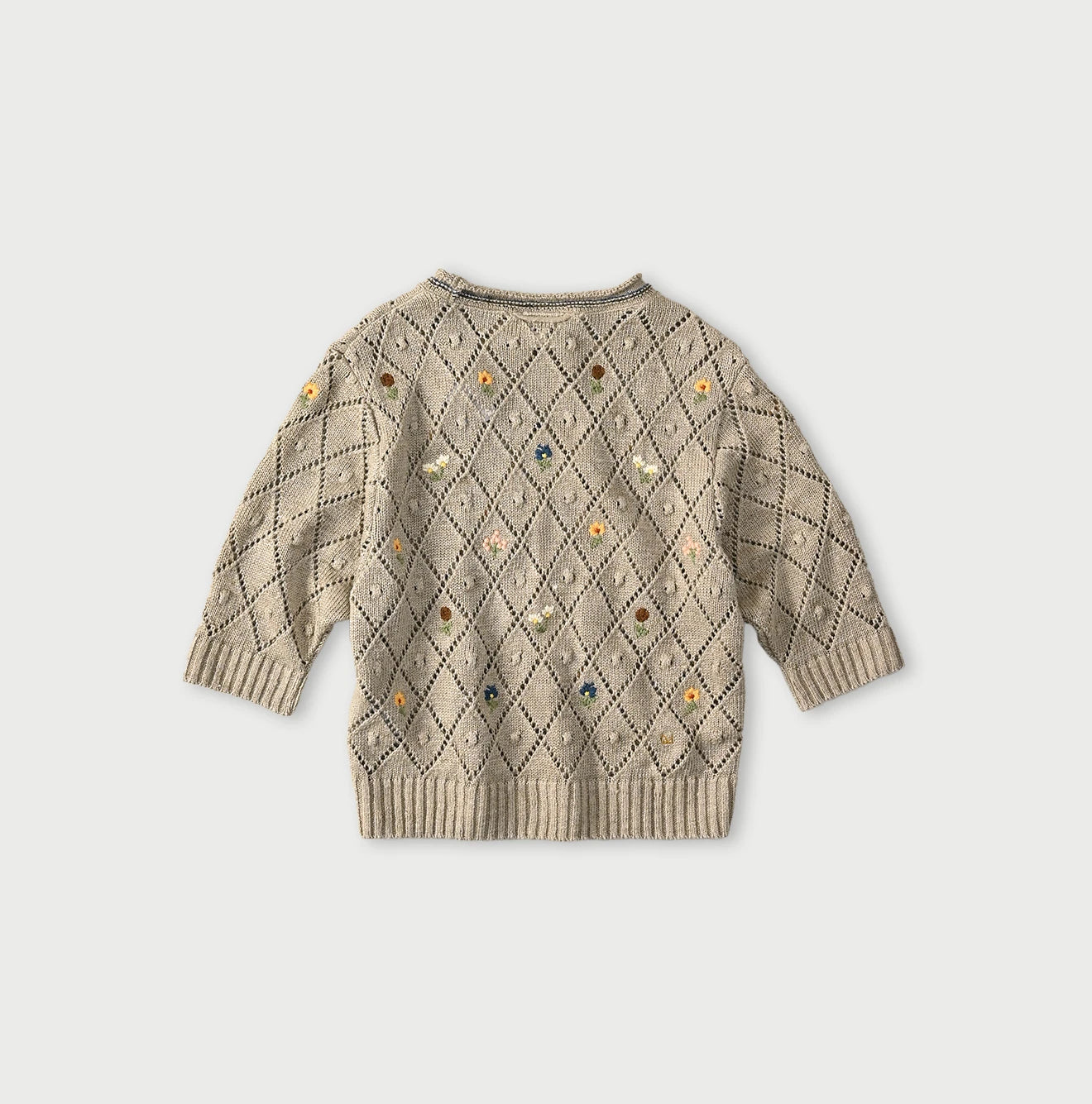 45R Linen Hippie Flower Puff Sleeve Sweater - Image 16