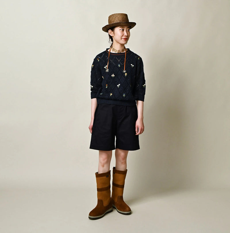 45R Linen Hippie Flower Puff Sleeve Sweater - Image 5