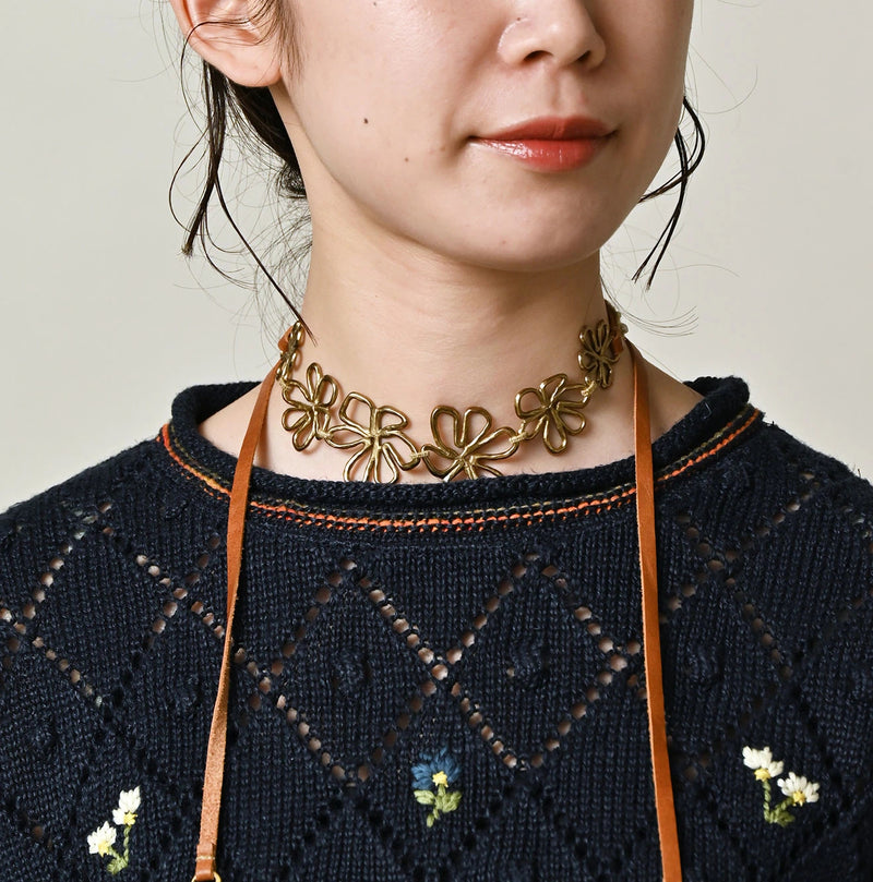 45R Linen Hippie Flower Puff Sleeve Sweater - Image 9