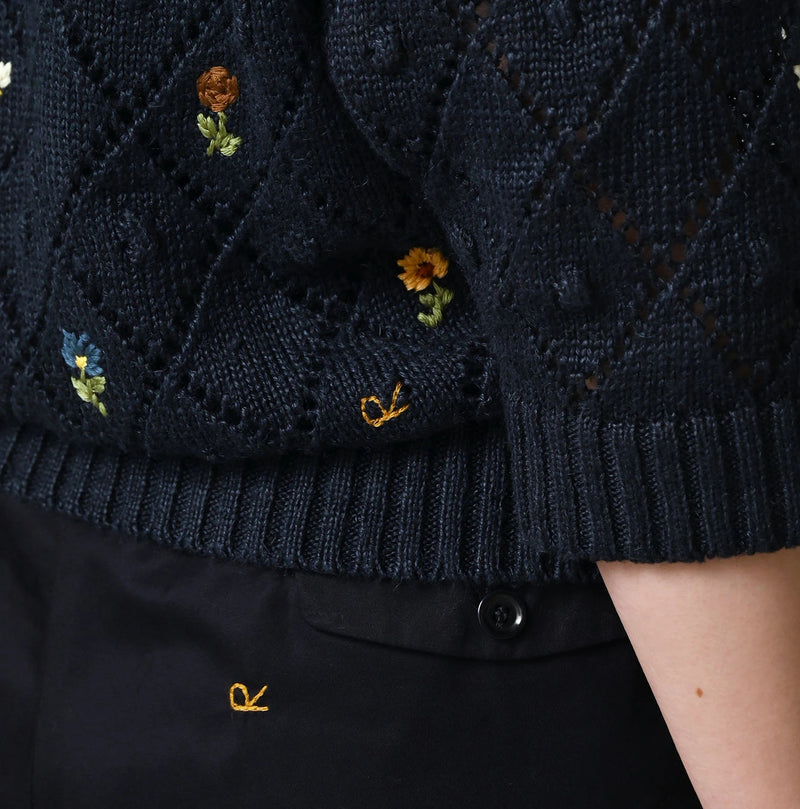 45R Linen Hippie Flower Puff Sleeve Sweater - Image 14