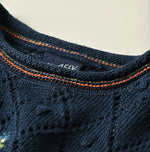 45R Linen Hippie Flower Puff Sleeve Sweater