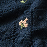 45R Linen Hippie Flower Puff Sleeve Sweater