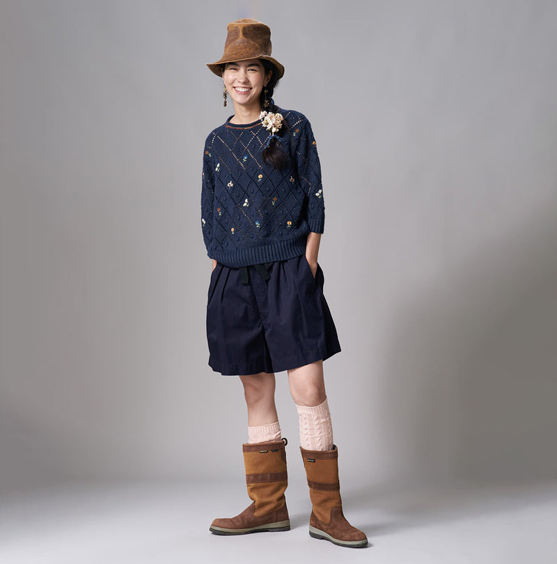 Linen Hippie Flower Puff Sleeve Sweater - Image 4