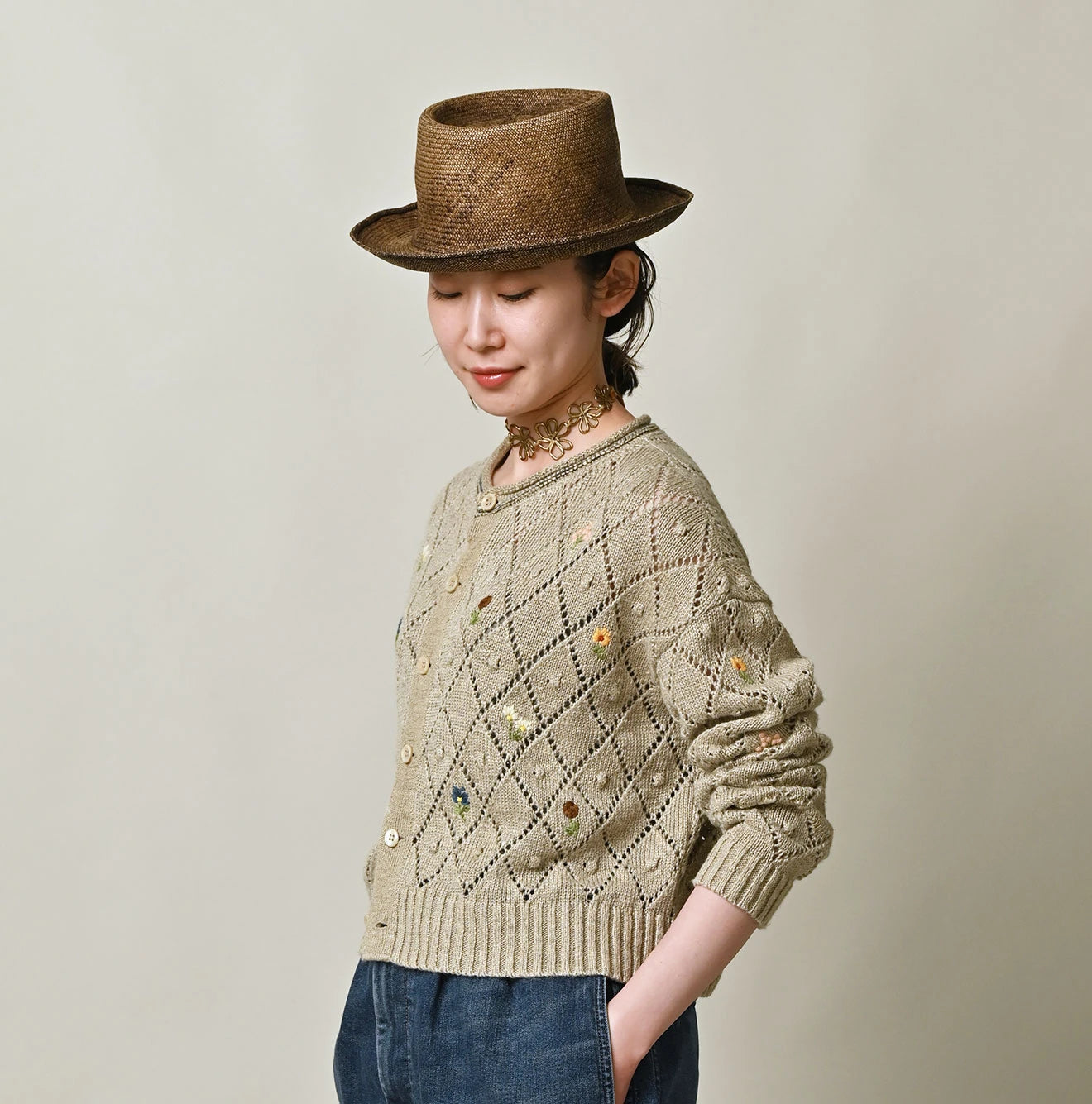 45R Linen Hippie Flower Bolero - Image 6