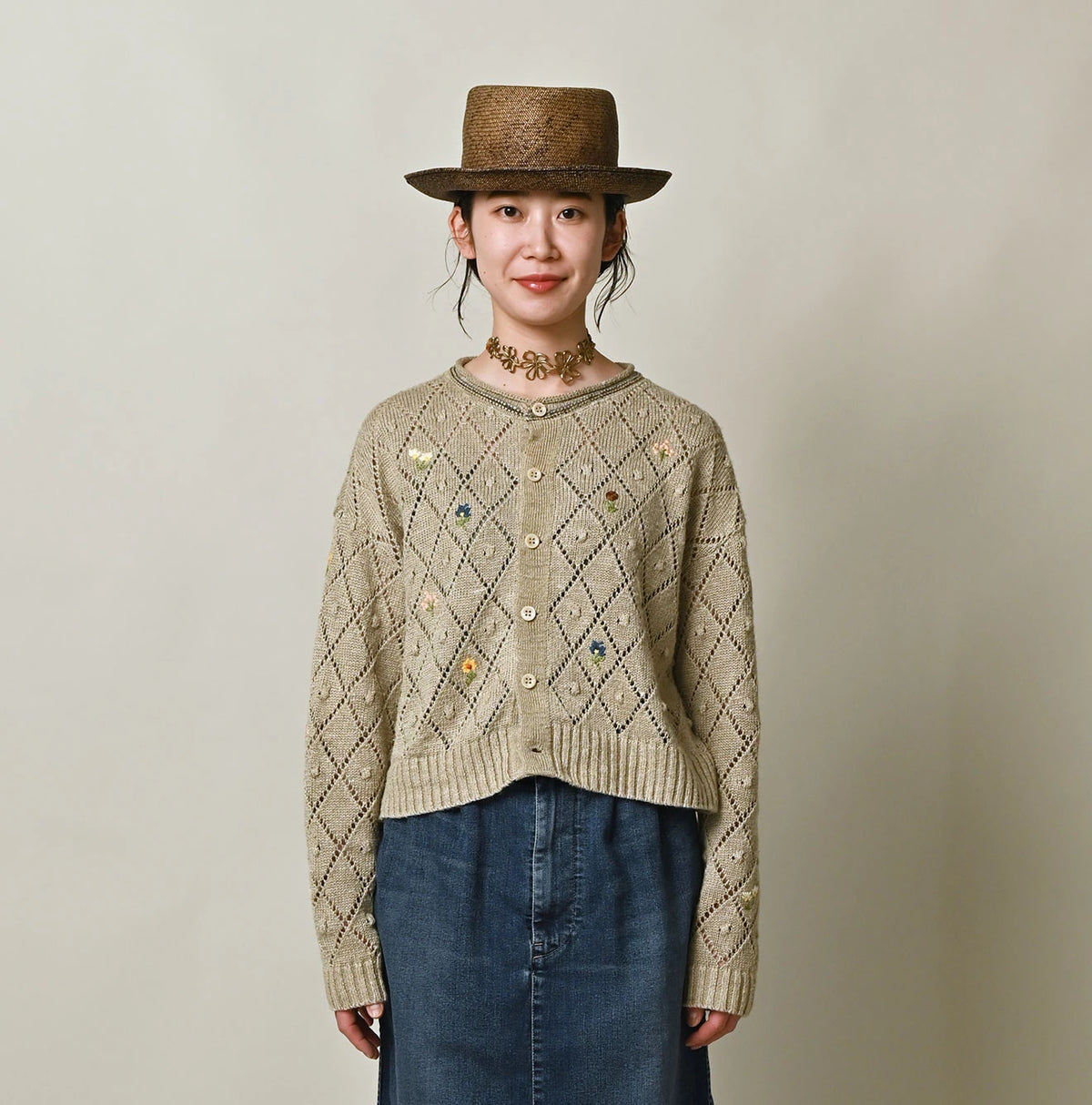 45R Linen Hippie Flower Bolero