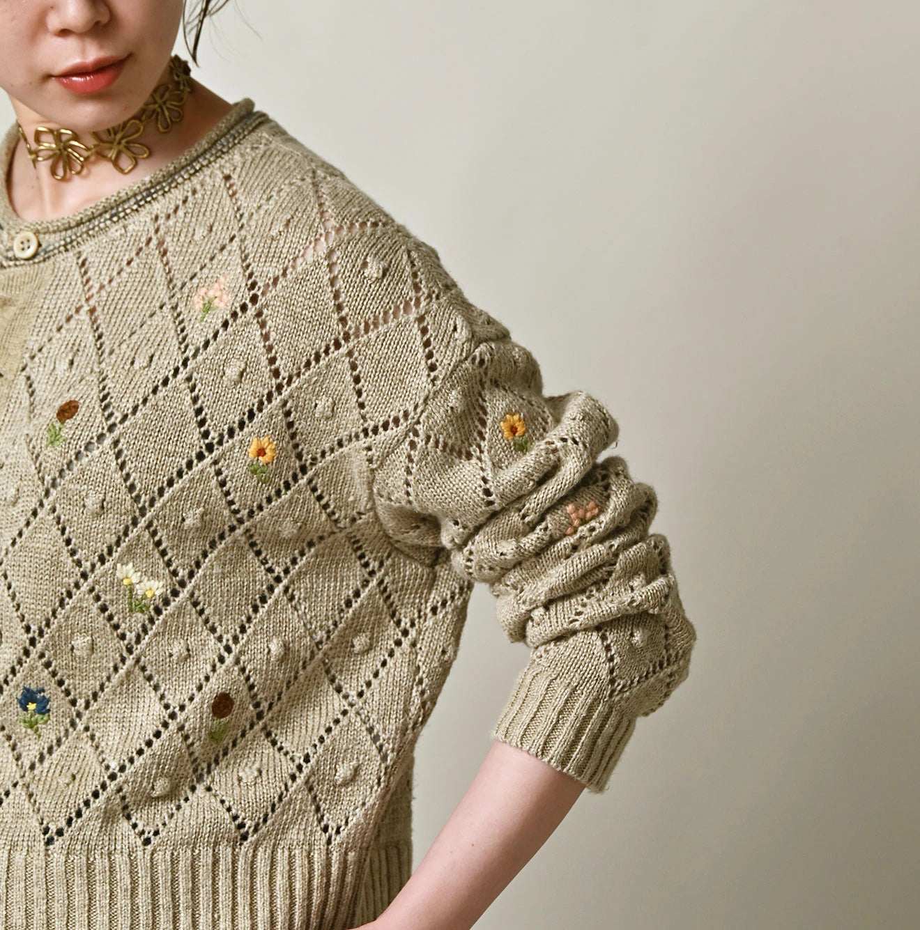 45R Linen Hippie Flower Bolero - Image 11