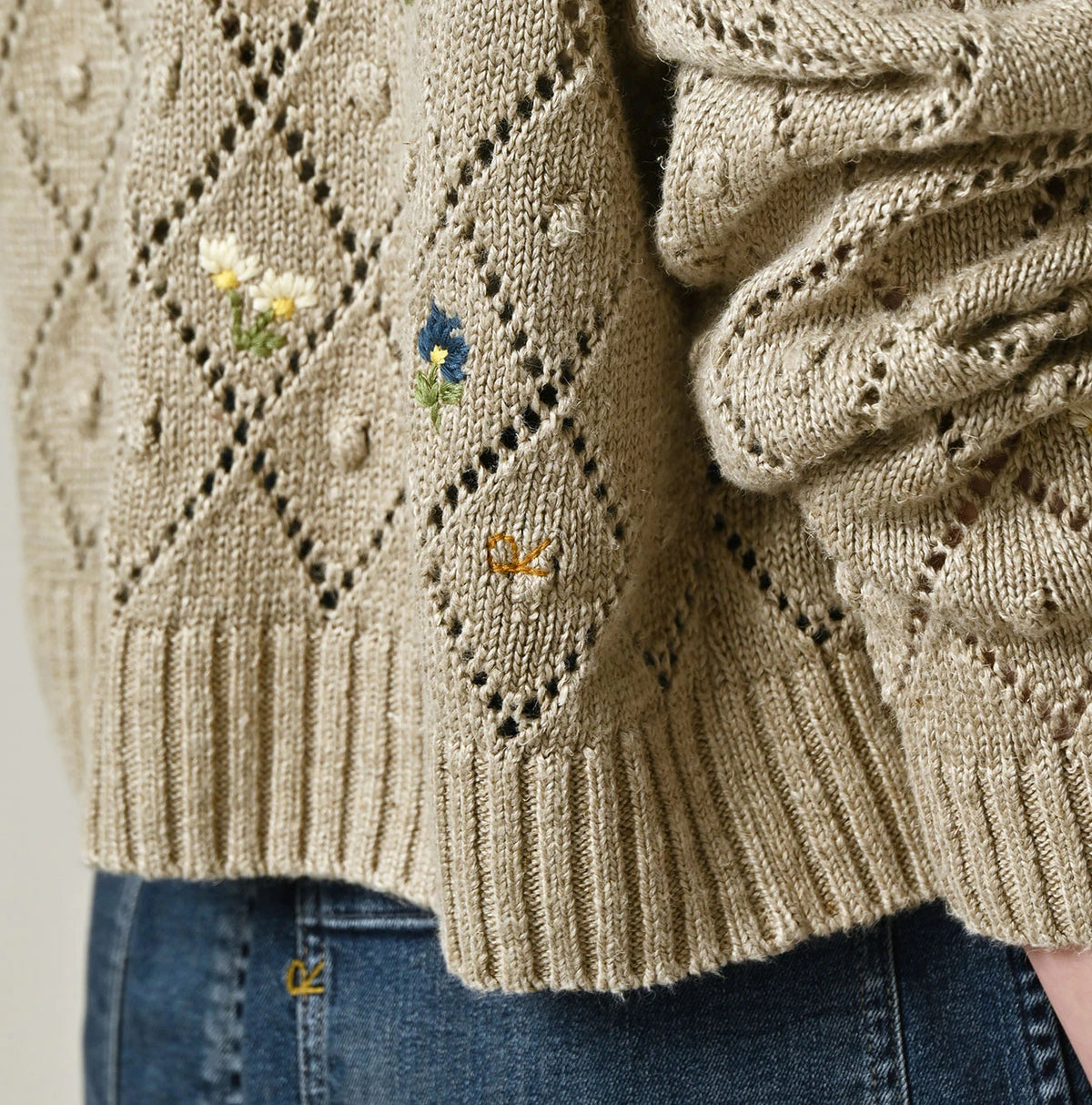 45R Linen Hippie Flower Bolero