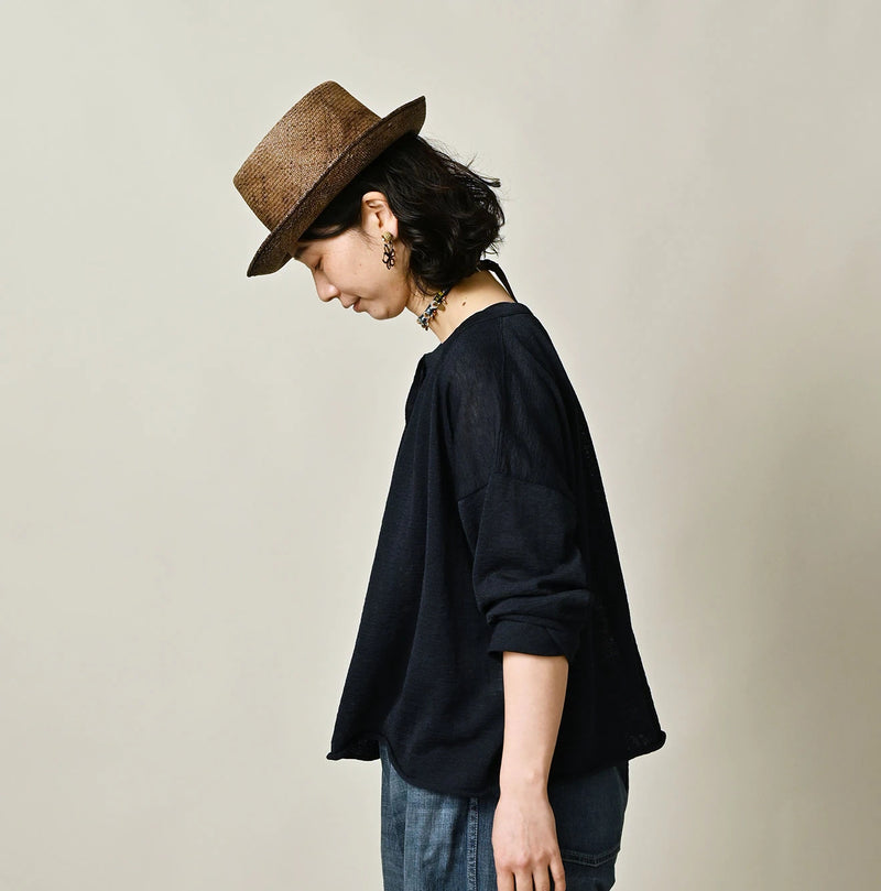 45R Indigo Gima Gathered Blouse - Image 4