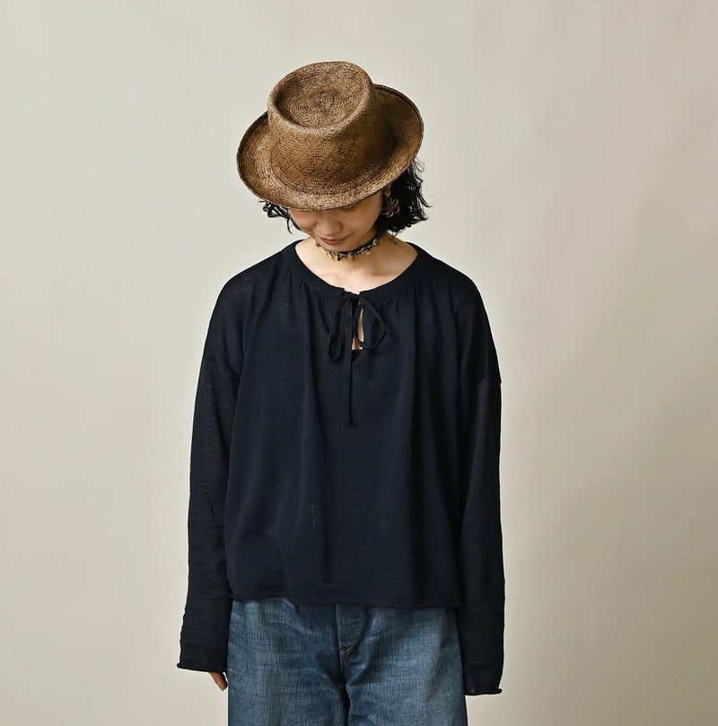 45R Indigo Gima Gathered Blouse - Image 6