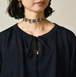 45R Indigo Gima Gathered Blouse