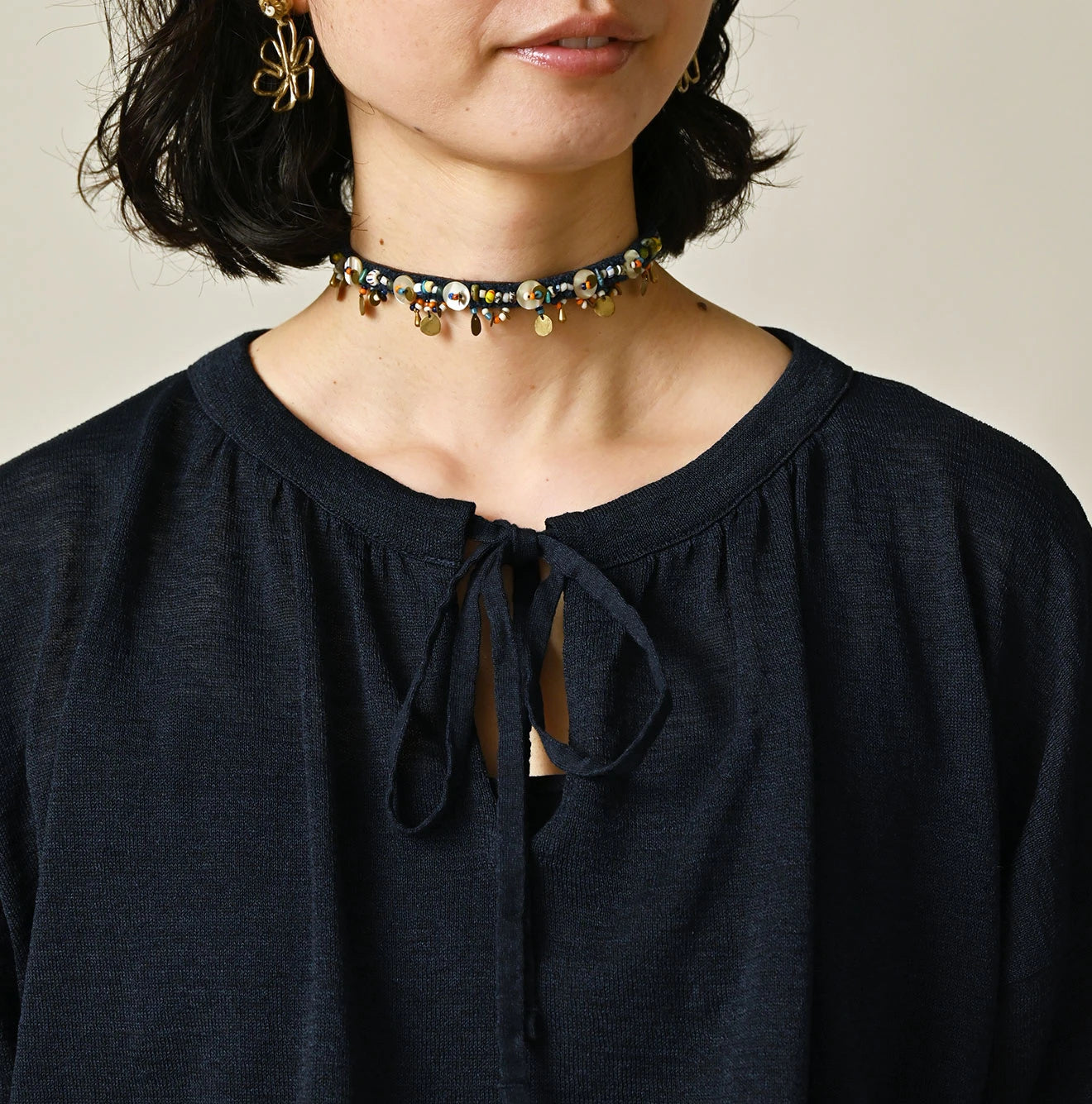 45R Indigo Gima Gathered Blouse - Image 7