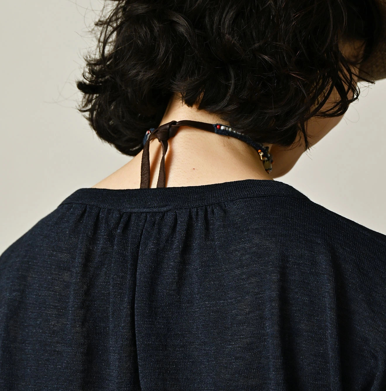 45R Indigo Gima Gathered Blouse - Image 9