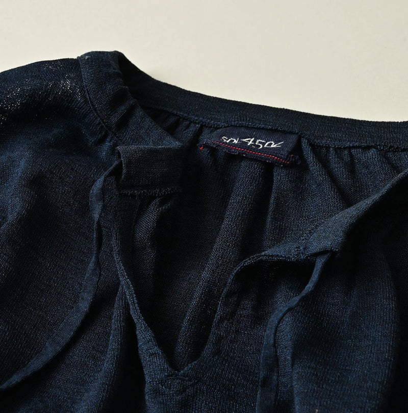 45R Indigo Gima Gathered Blouse - Image 12