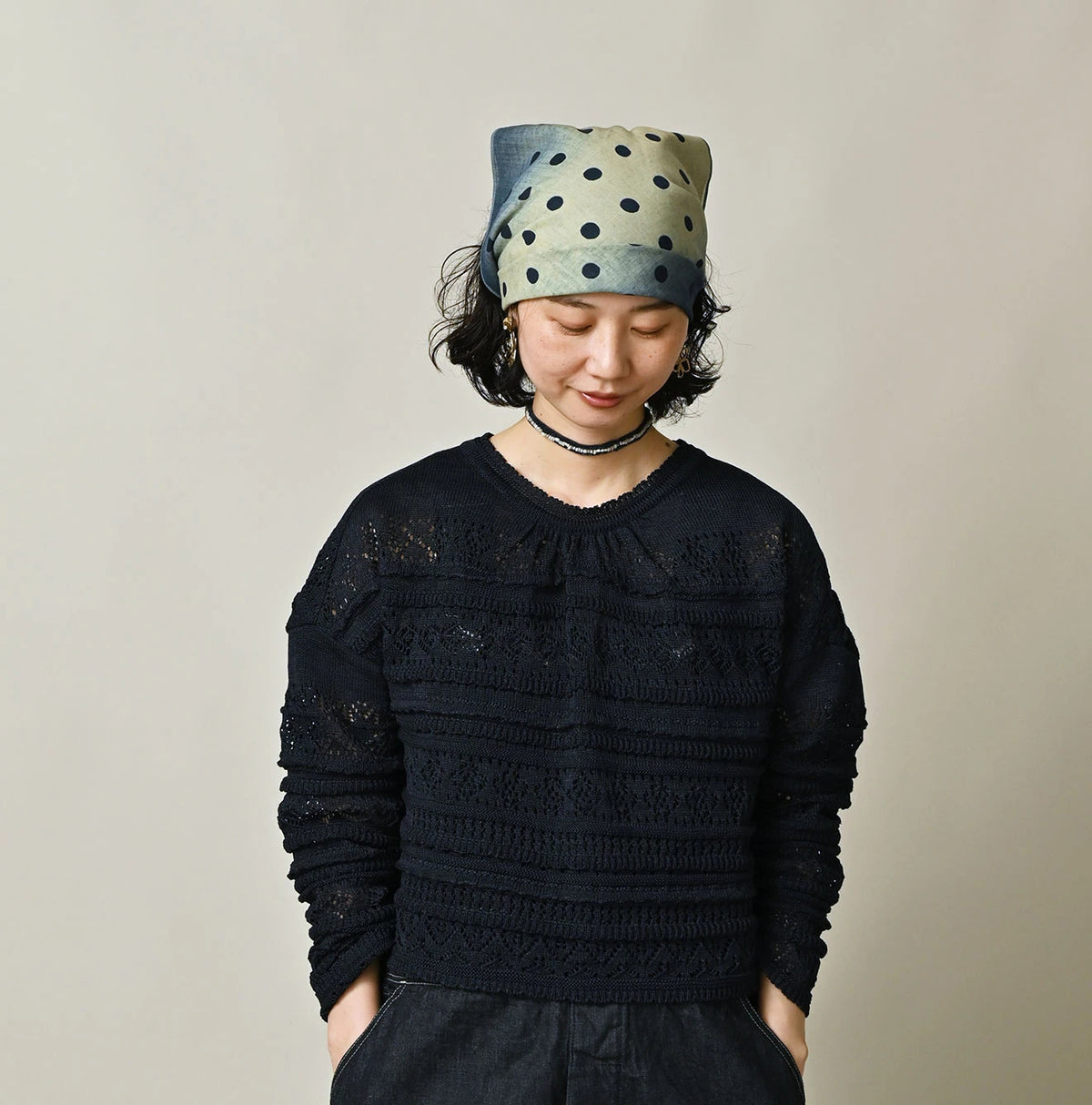 45R Indigo Gima Lace M T-shirt