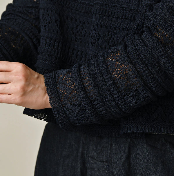 45R Indigo Gima Lace M T-shirt