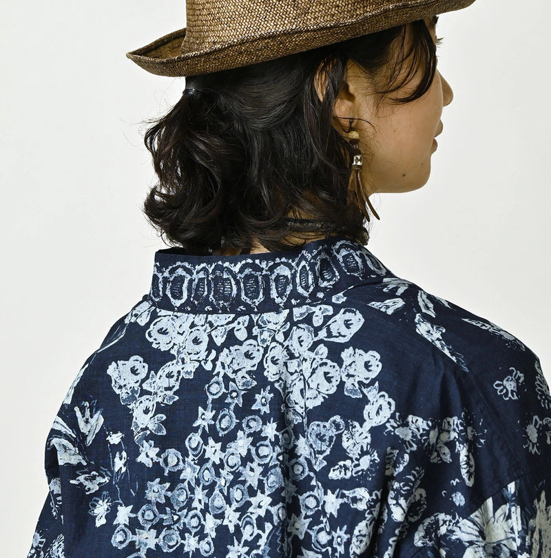 45R Indigo Cotton Linen Palampore Happie - Image 9