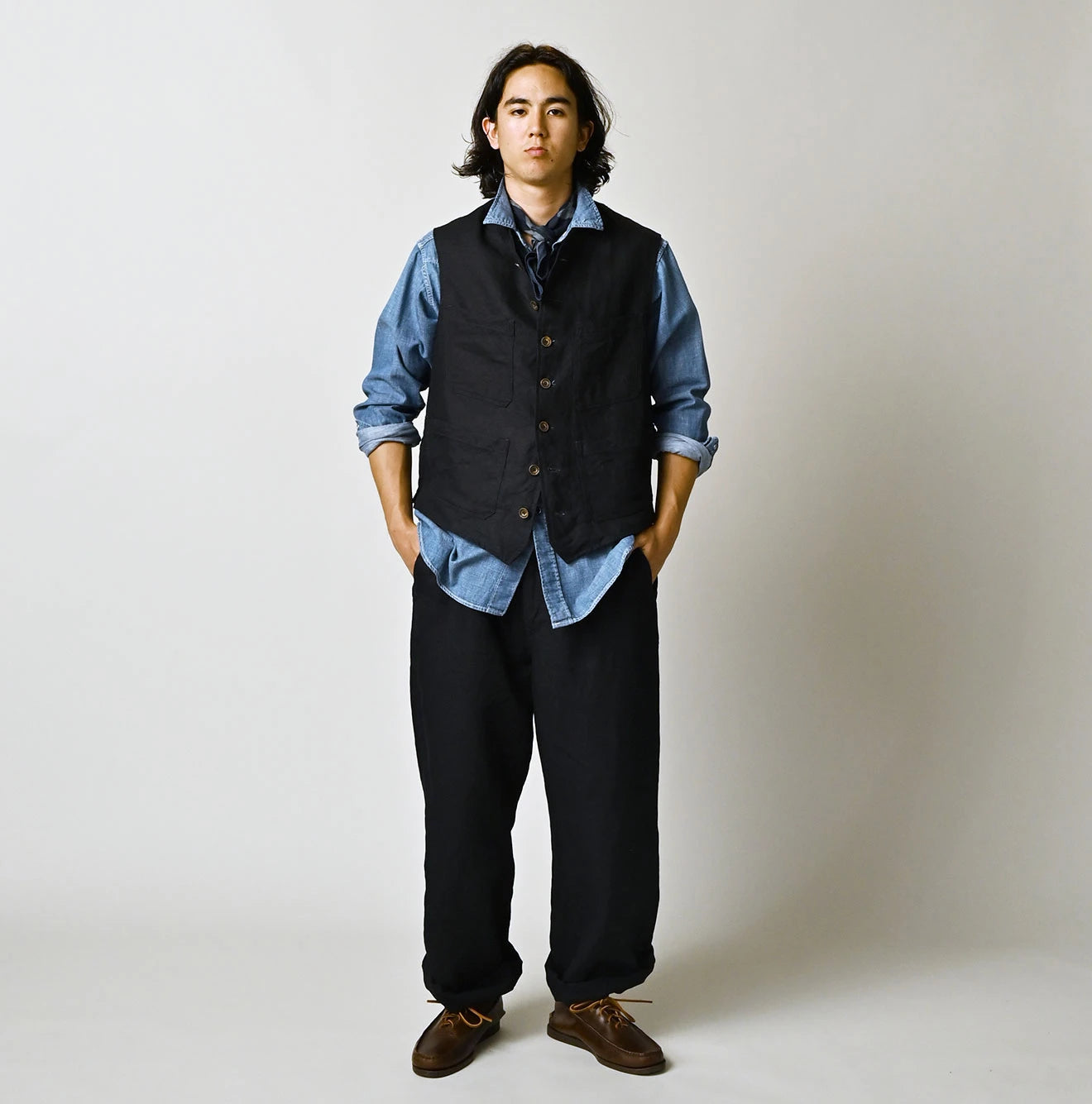 45R Indigo Linen 908 Vest - Image 3