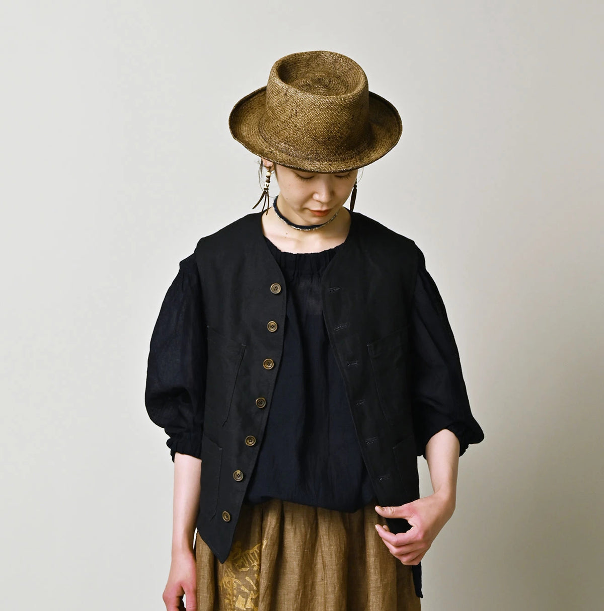 45R Indigo Linen 908 Vest