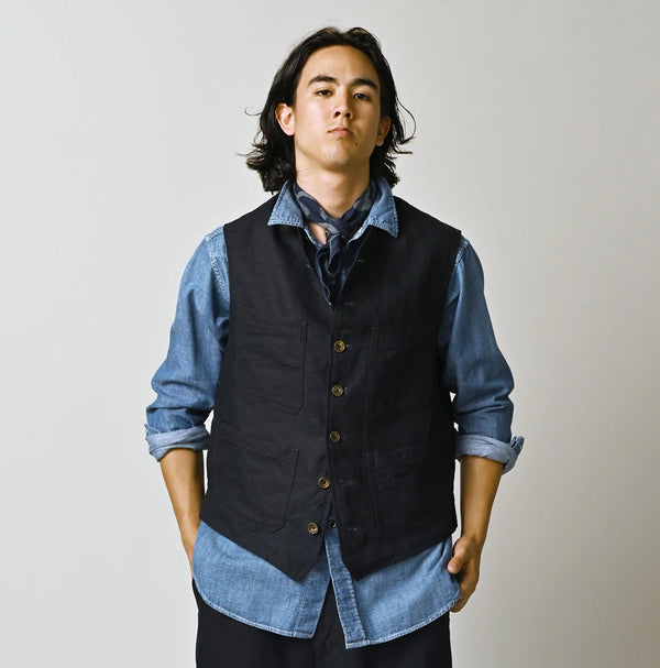 45R Indigo Linen 908 Vest