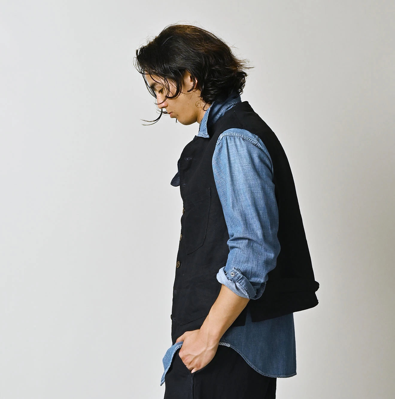 45R Indigo Linen 908 Vest - Image 8