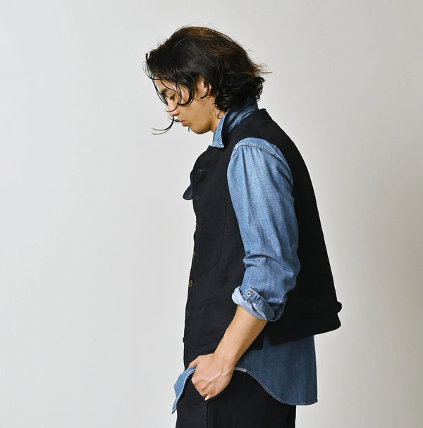 45R Indigo Linen 908 Vest