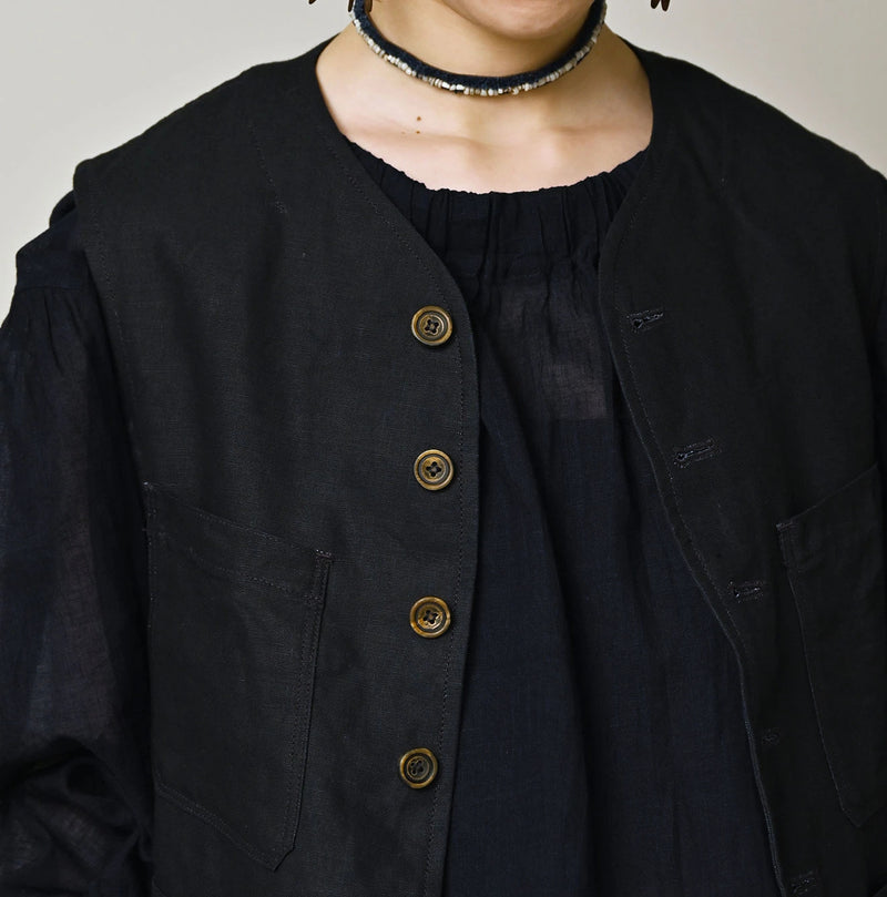 45R Indigo Linen 908 Vest - Image 10