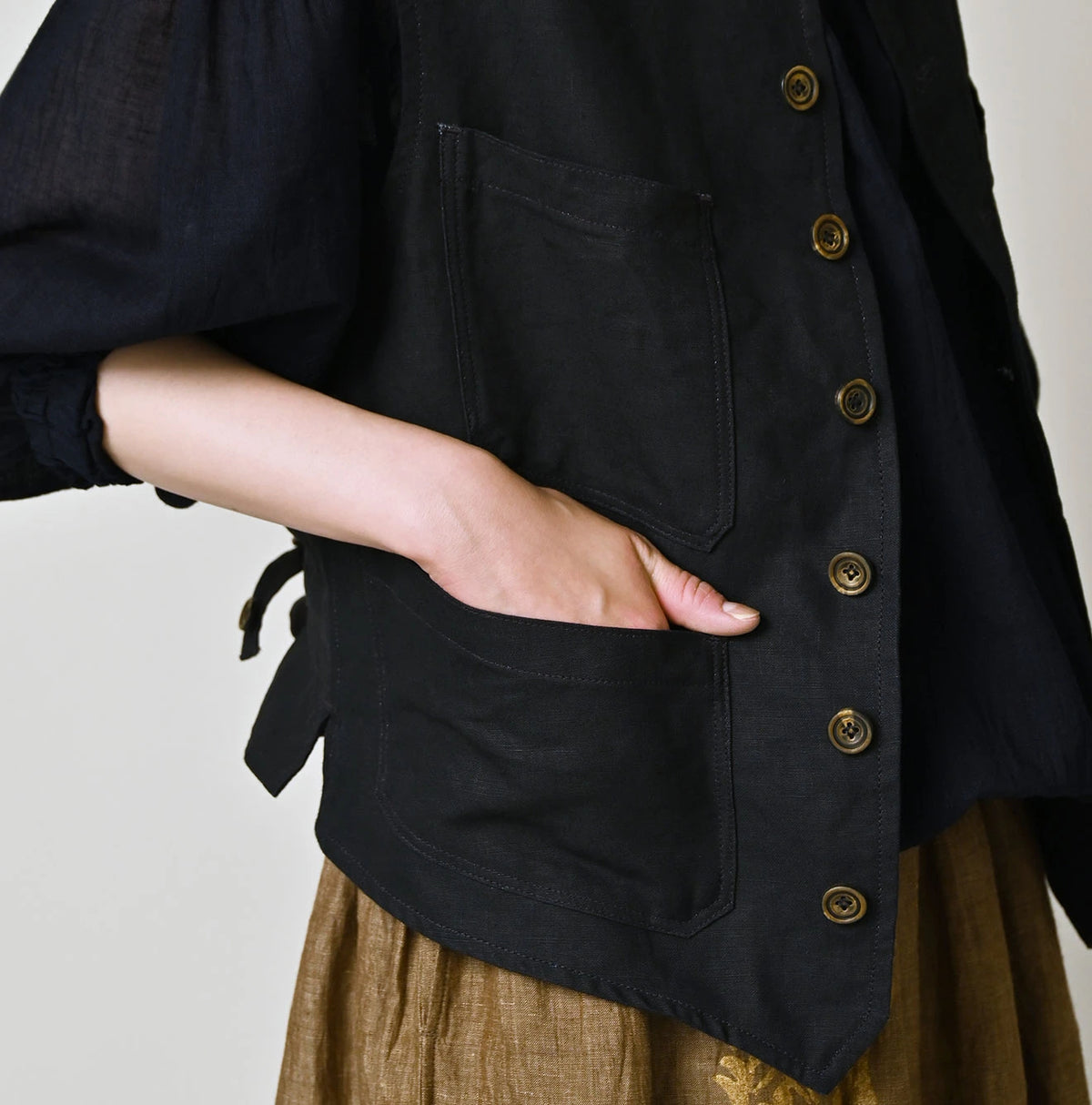 45R Indigo Linen 908 Vest