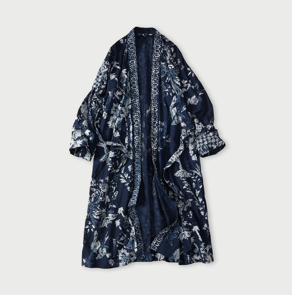 45R Indigo Cotton Linen Palampore Long Happie