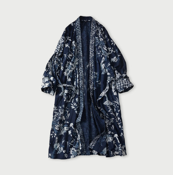 45R Indigo Cotton Linen Palampore Long Happie