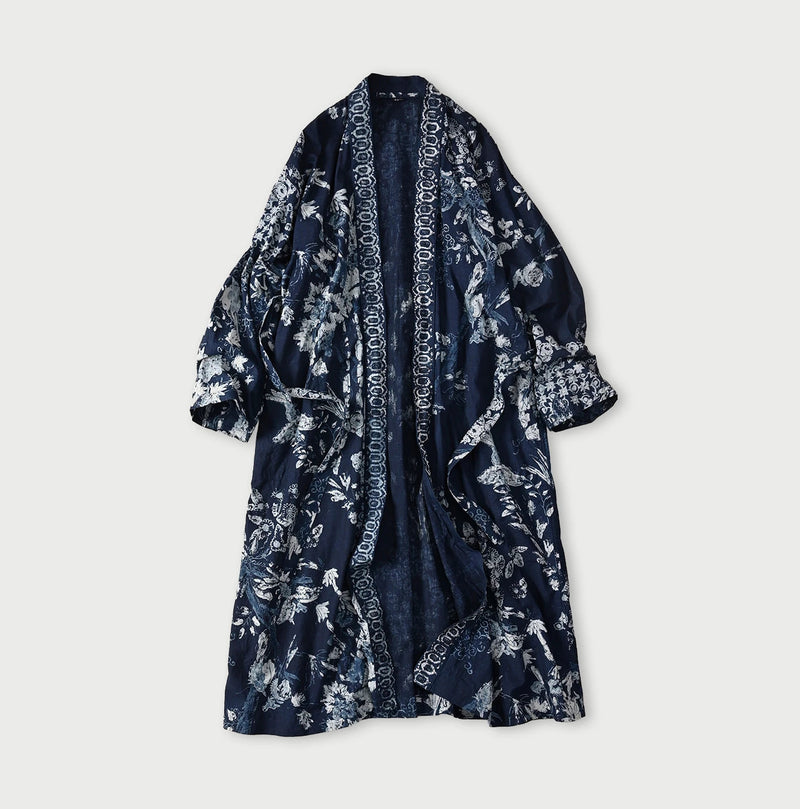 45R Indigo Cotton Linen Palampore Long Happie - Image 1