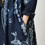 45R Indigo Cotton Linen Palampore Long Happie