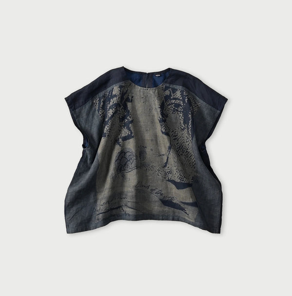 45R Indigo Picture Book Bandana Blouse
