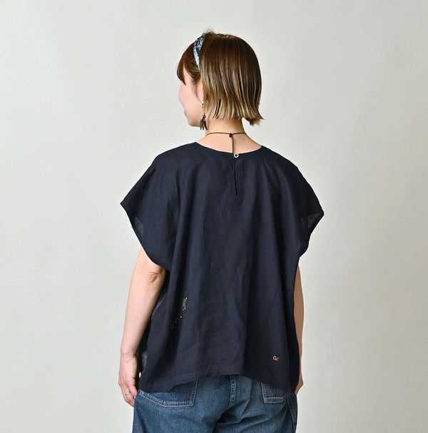 45R Indigo Picture Book Bandana Blouse