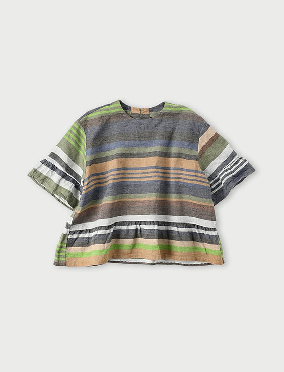 Linen Twill Multi Stripe Lehua Blouse