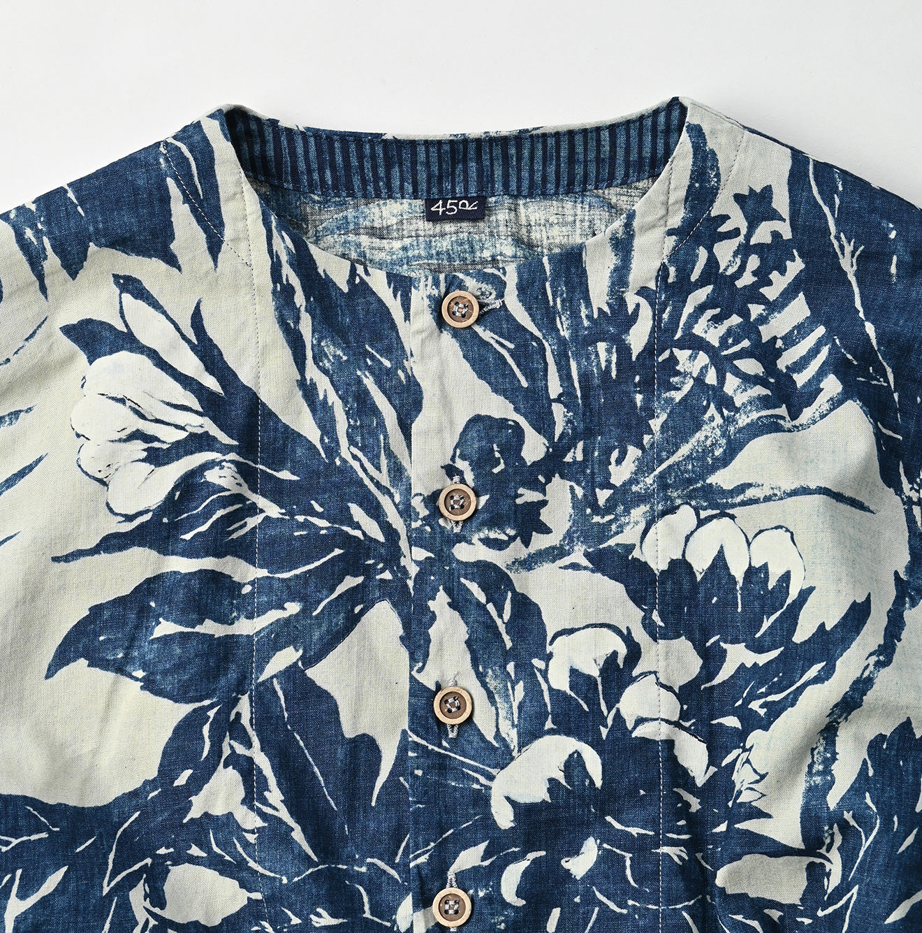 45R Indigo Eastern Aloha Lehua Blouse