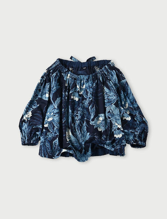 Indigo Eastern Aloha Puff Sleeve Blouse