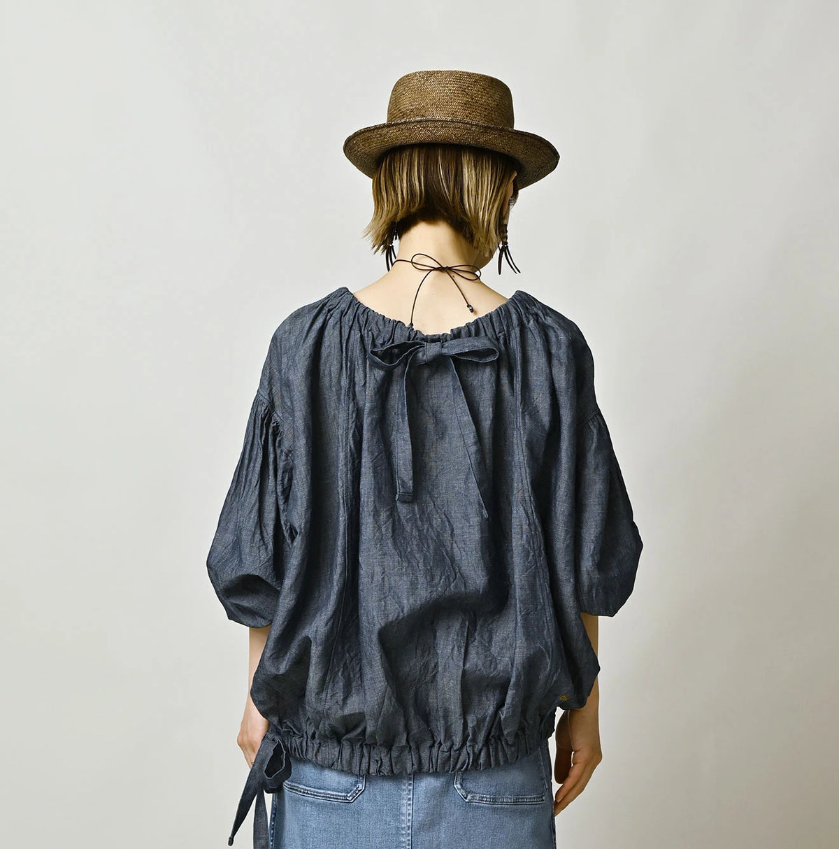 45R Cotton Linen Dungaree Sack Blouse