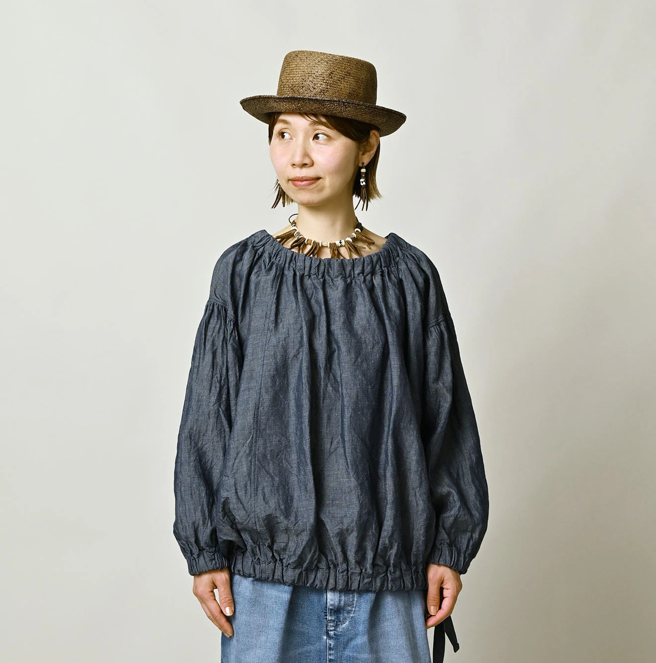 45R Cotton Linen Dungaree Sack Blouse - Image 6