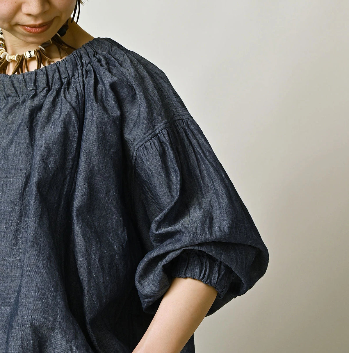 45R Cotton Linen Dungaree Sack Blouse