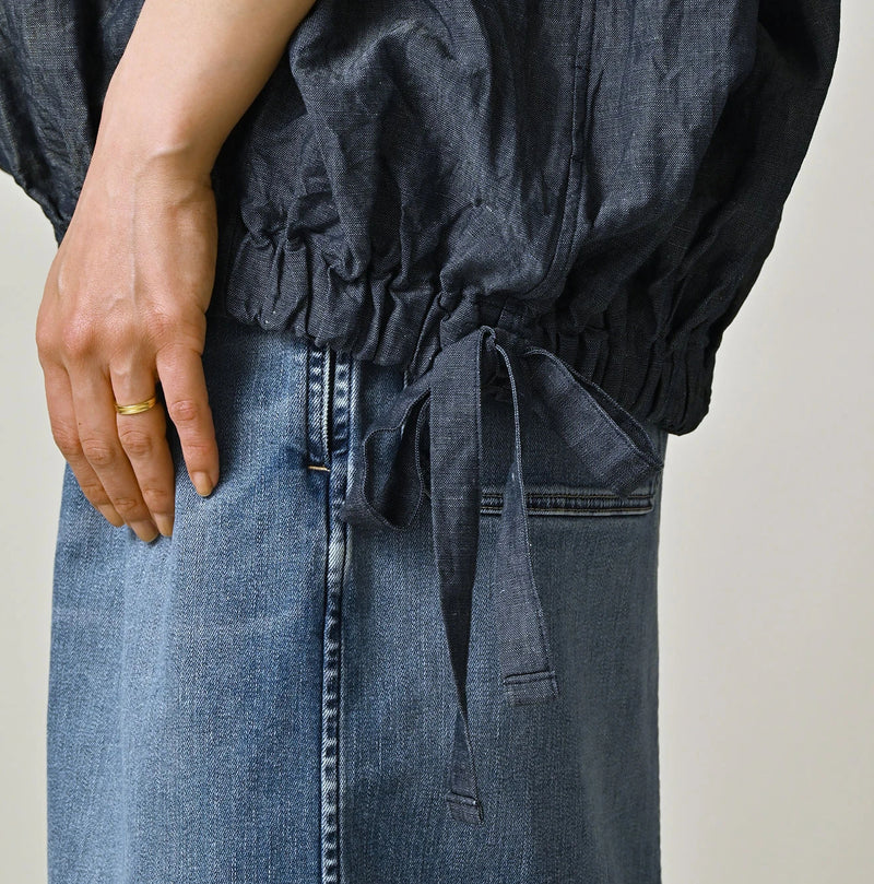 45R Cotton Linen Dungaree Sack Blouse - Image 9